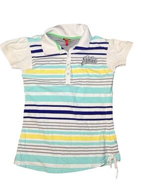 Akademiks Women's Multicolor Striped Polo Shirt Large